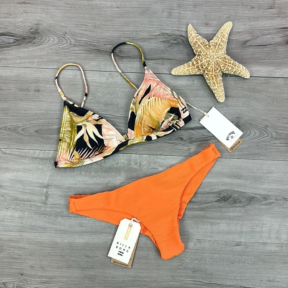 ☀️BILLABONG☀️ WAVE TRIBE CECI TRI TANLINES TANGA BIKINI SET